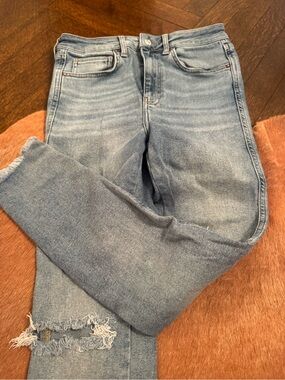 We The Free Light Blue Skinny Jeans with Frayed Hem